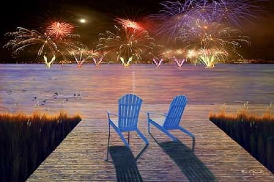 Fireworks Over Idle Hour Canvas Art - Diane Romanello (12 x 18)
