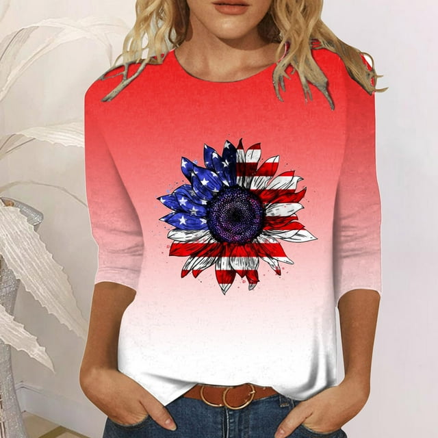 Fireworks Party Wear Ladies Tops Red White and Blue Bbq Attire Black M ...