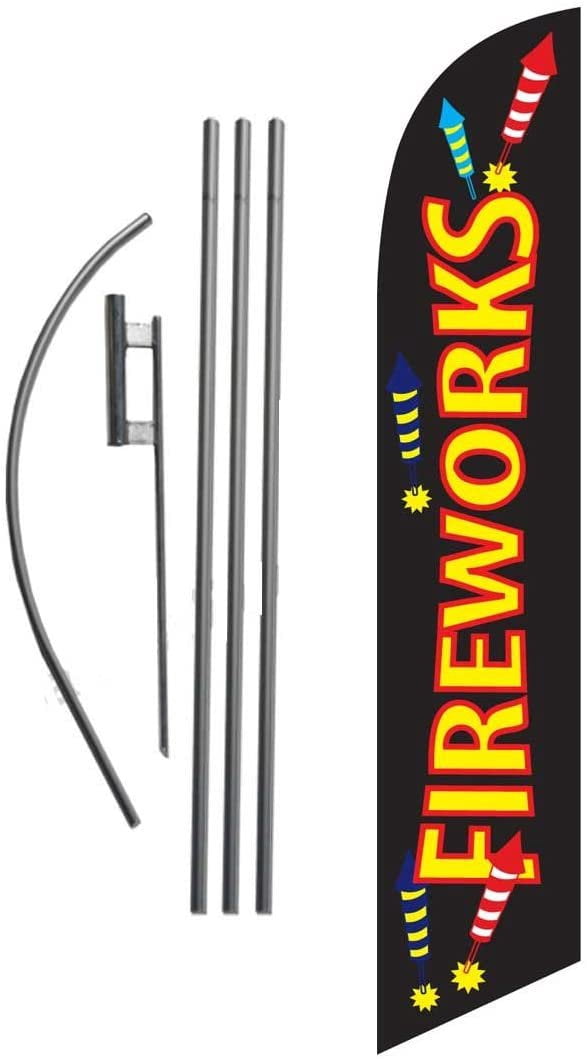 Fireworks Feather Flutter Flag - 11.5ft Tall Decorative Flag For 4th Of July & Events
