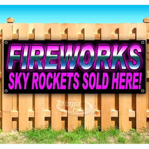 Fireworks Sky Rockets Pr 13 oz Vinyl Banner With Metal Grommets