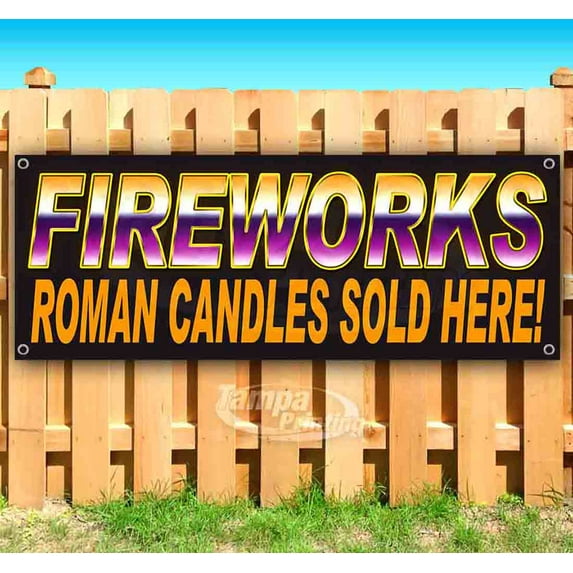 Fireworks Spinners Bl 13 oz Vinyl Banner With Metal Grommets