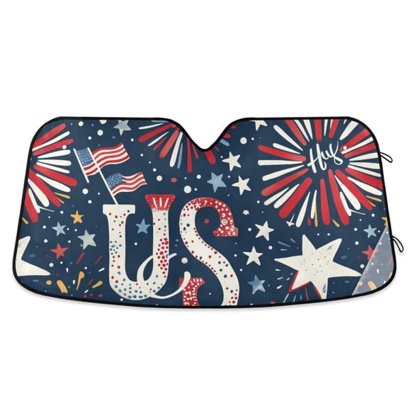 Fireworks Stars Car Windshield Sun Shade Reflector Sunshade Foldable for Front Keeps Vehicle Cool