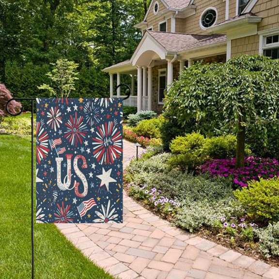 Fireworks Stars Garden Flag Double Sided 12 x 18 Inch Outside Yard Decoration Outdoor Flag