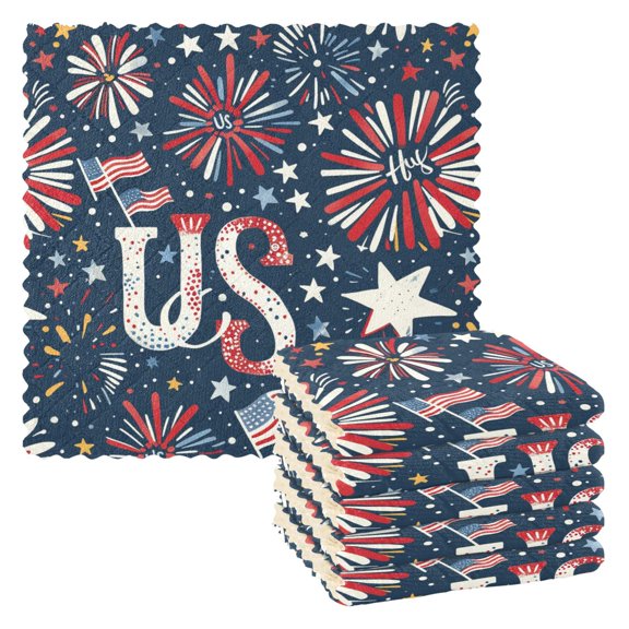 Fireworks Stars Kitchen Towels 6 Pcs Dish Towels Absorbent Soft Quick Dry Towel Dish Rags for Washing Dishes