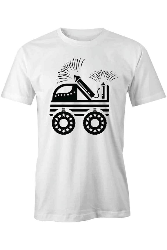 Fireworks Truck T-Shirt | Patriotic American White Tee Gift