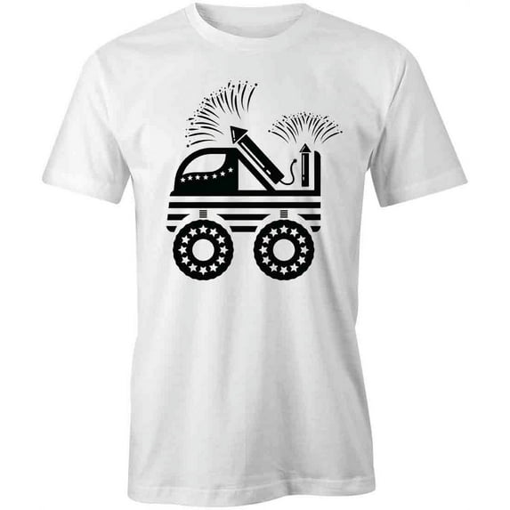 Fireworks Truck T-Shirt | Patriotic American White Tee Gift