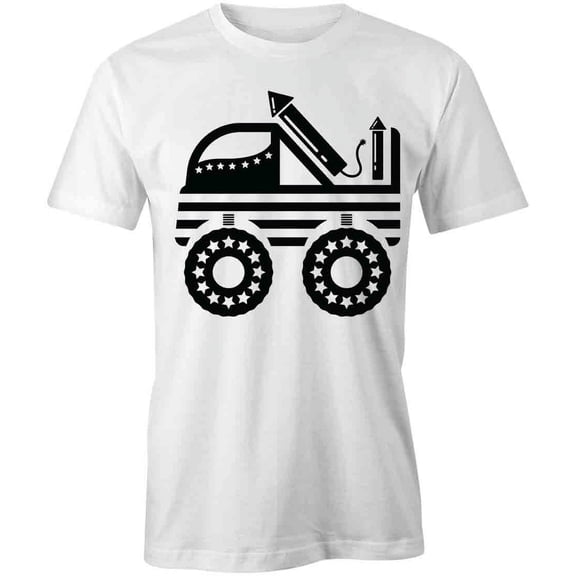Fireworks Truck T-Shirt | Patriotic American White Tee Gift