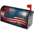thumbnail image 1 of Fireworks US Flag Mailbox Covers, Magnetic Post Box Cover Wraps Standard Size 21x18 in for Garden Yard Decor, 1 of 7