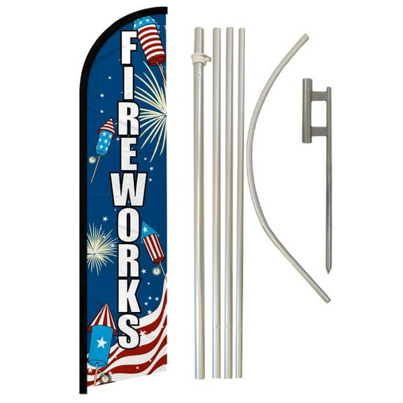 Fireworks (USA) Windless Banner Flag & Pole Kit