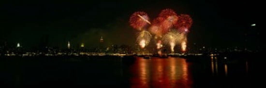 Fireworks display at night on Independence Day New York City New York State USA Canvas Art - Panoramic Images (36 x 12)
