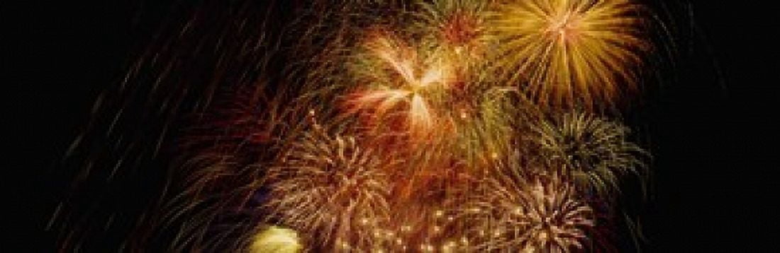 Fireworks exploding at night Luxembourg Canvas Art - Panoramic Images (36 x 12)