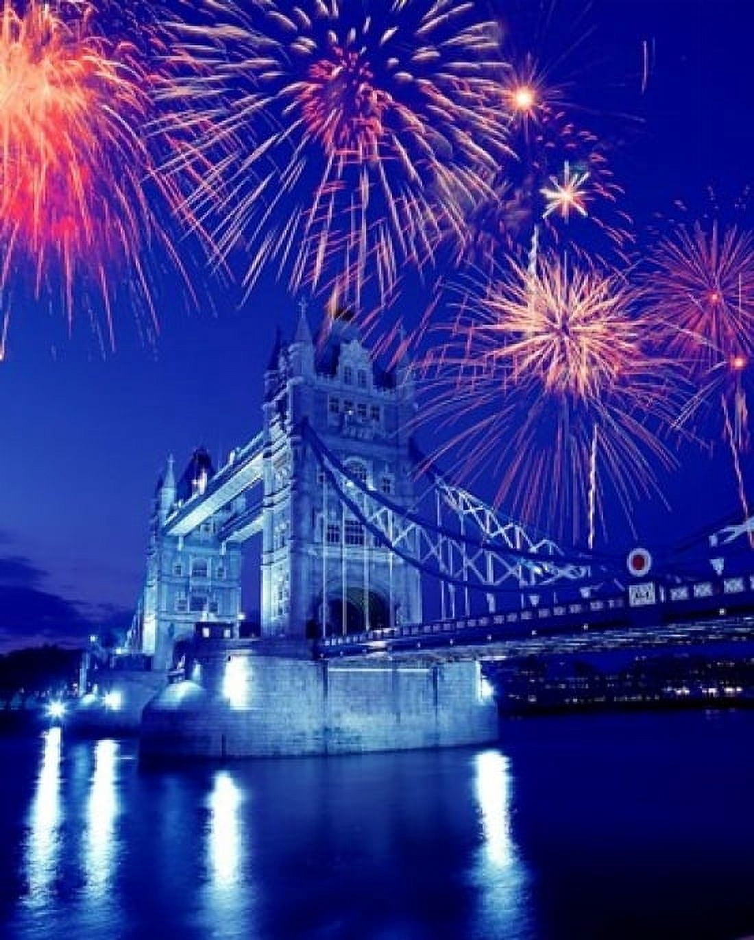 Fireworks over the Tower Bridge London Great Britain UK Canvas Art - Jaynes Gallery DanitaDelimont (14 x 17)