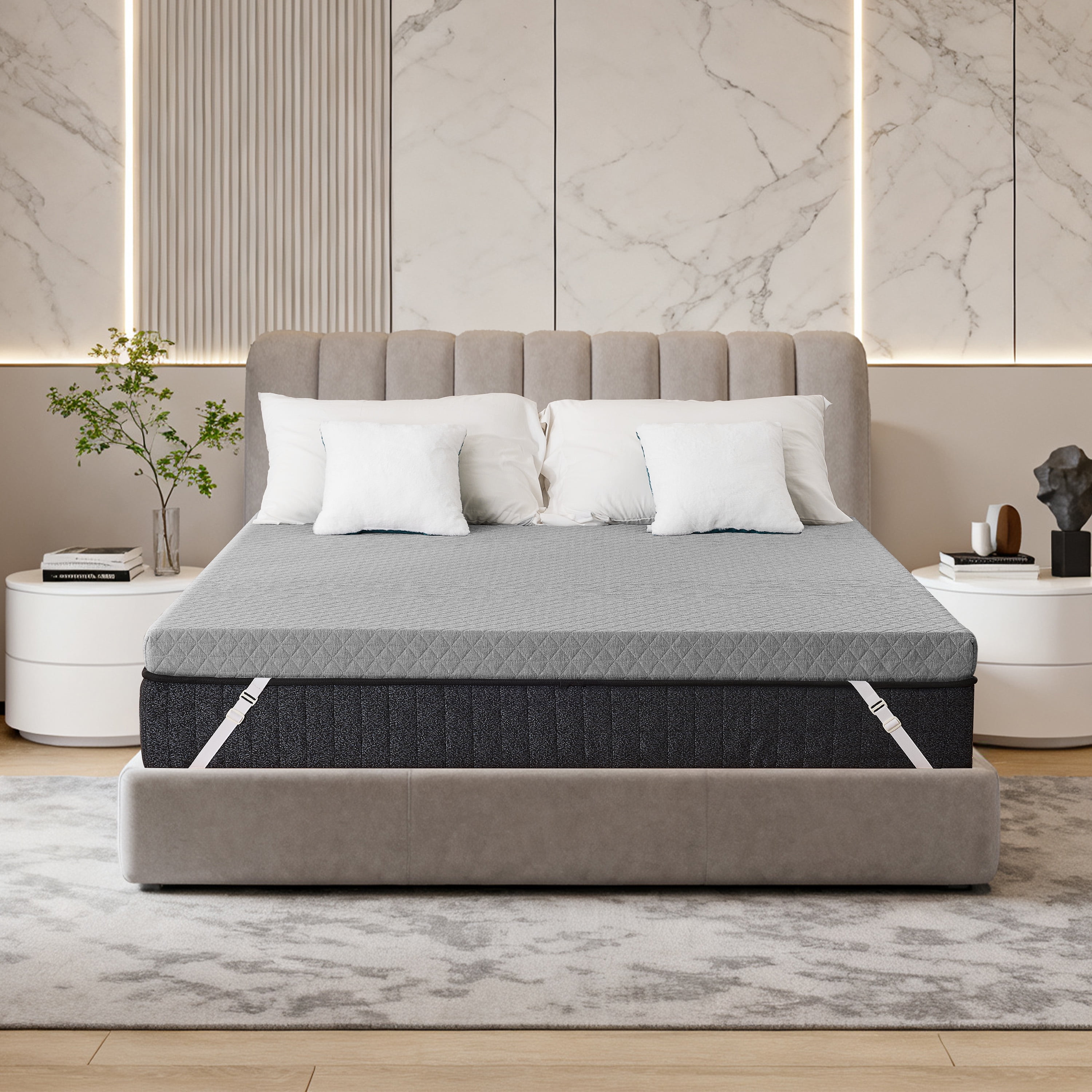 Firm 3 Inch Memory Foam Mattress Topper for Pressure Relief , Non-Slip Design with Removable & Washable Cover, CertiPUR-US Certified