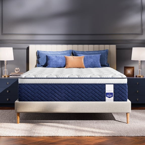 Full Mattress 14 inch, Euro Top Hybrid Mattress with Firm Support, Extra Back & Hip Support, CertiPUR-US Certified, 365-Night Trial