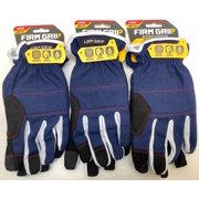 Firm Grip Duck Canvas Utility Gloves, Large, Touch Screen, Navy Blue, 3 Lot