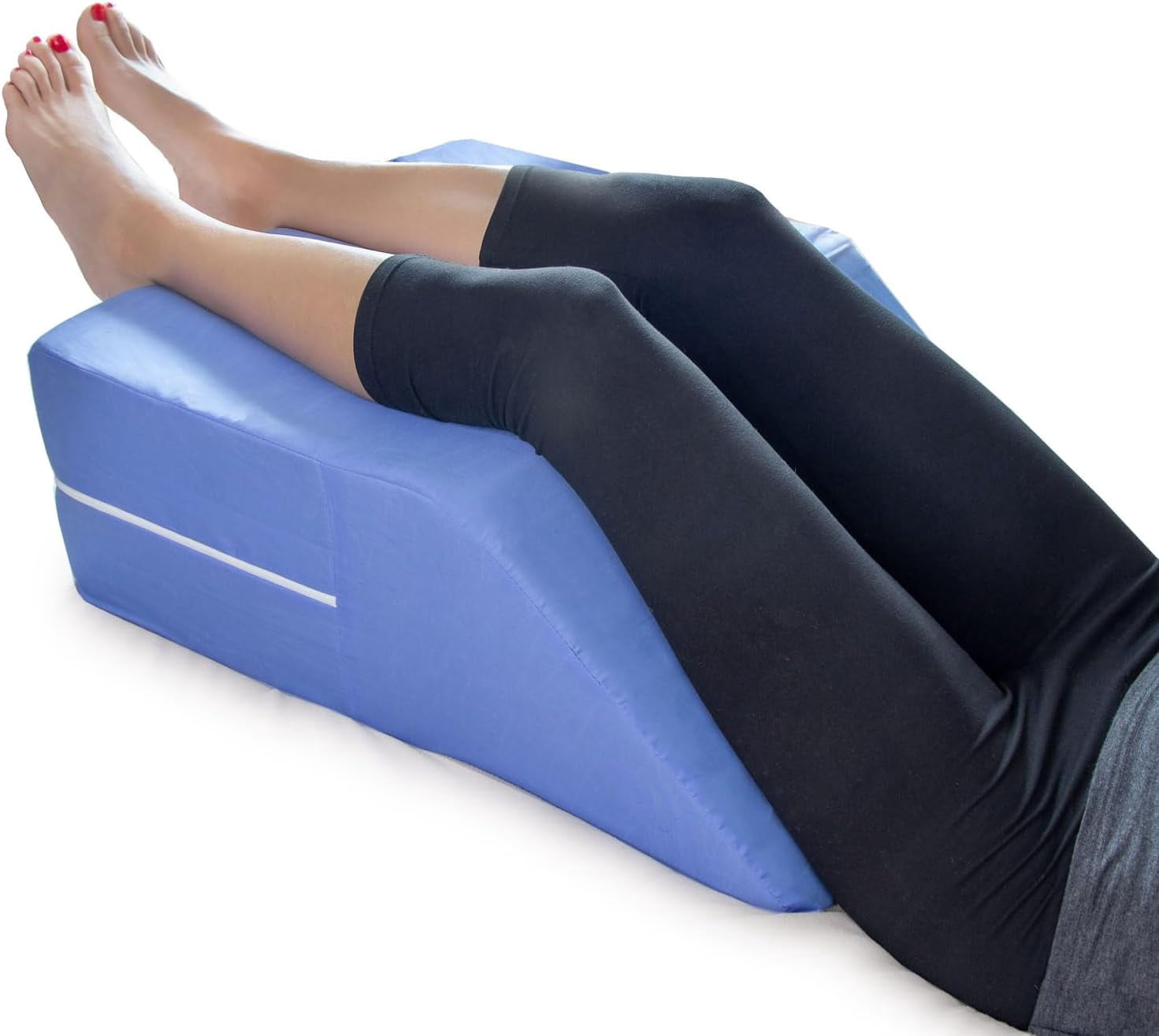 Firm Leg Wedge Pillow for Back Pain Relief, High-Density Foam Bed Pillow for Leg Elevation, Knee Pain, Post-Surgery Support, Circulation, Swelling, and Pregnancy, Blue