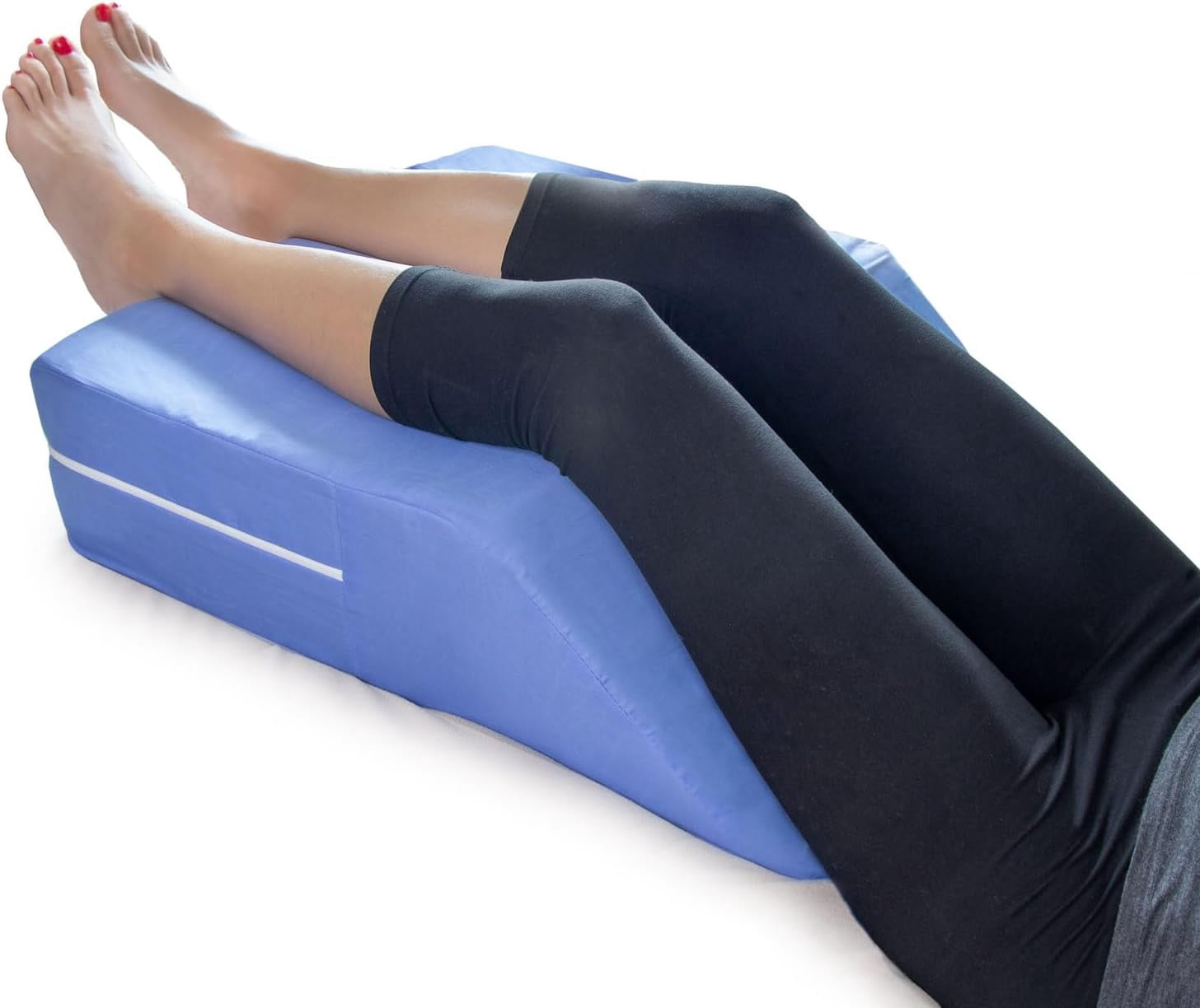 Firm Leg Wedge Pillow for Back Pain Relief, High-Density Foam Bed Pillow for Leg Elevation, Knee Pain, Post-Surgery Support, Circulation, Swelling, and Pregnancy, Blue