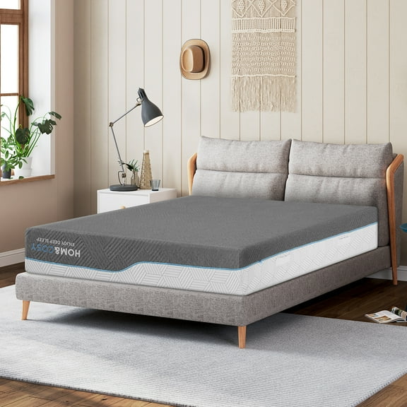 Firm Mattress 12 Inch Queen Size with Ice Silk Cover, Premium Cooling Green Tea/Gel Memory Foam Mattress in A Box, Medium Firm to Firm Bamboo Bed Mattress for Back Pain, CertiPUR-US, in USA, 60"x80"