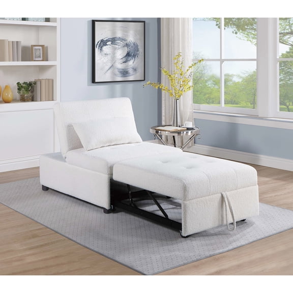 Firm Seat Armless White Sherpa Convertible - Good for Transitional Décor