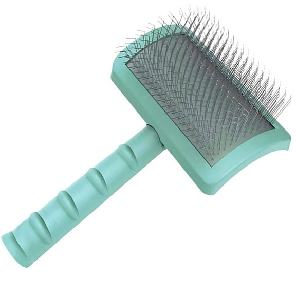 Firm Slicker Brush for Dogs- Extra Long Pin Large Dog Pet Grooming Wire and Deshedding (Green)