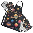 thumbnail image 1 of Firmament Planets 5 Pcs Kitchen Set Heat Resistant Oven Mitts and Non-Slip Pot Holders with Adjustable Cooking Apron, 1 of 6