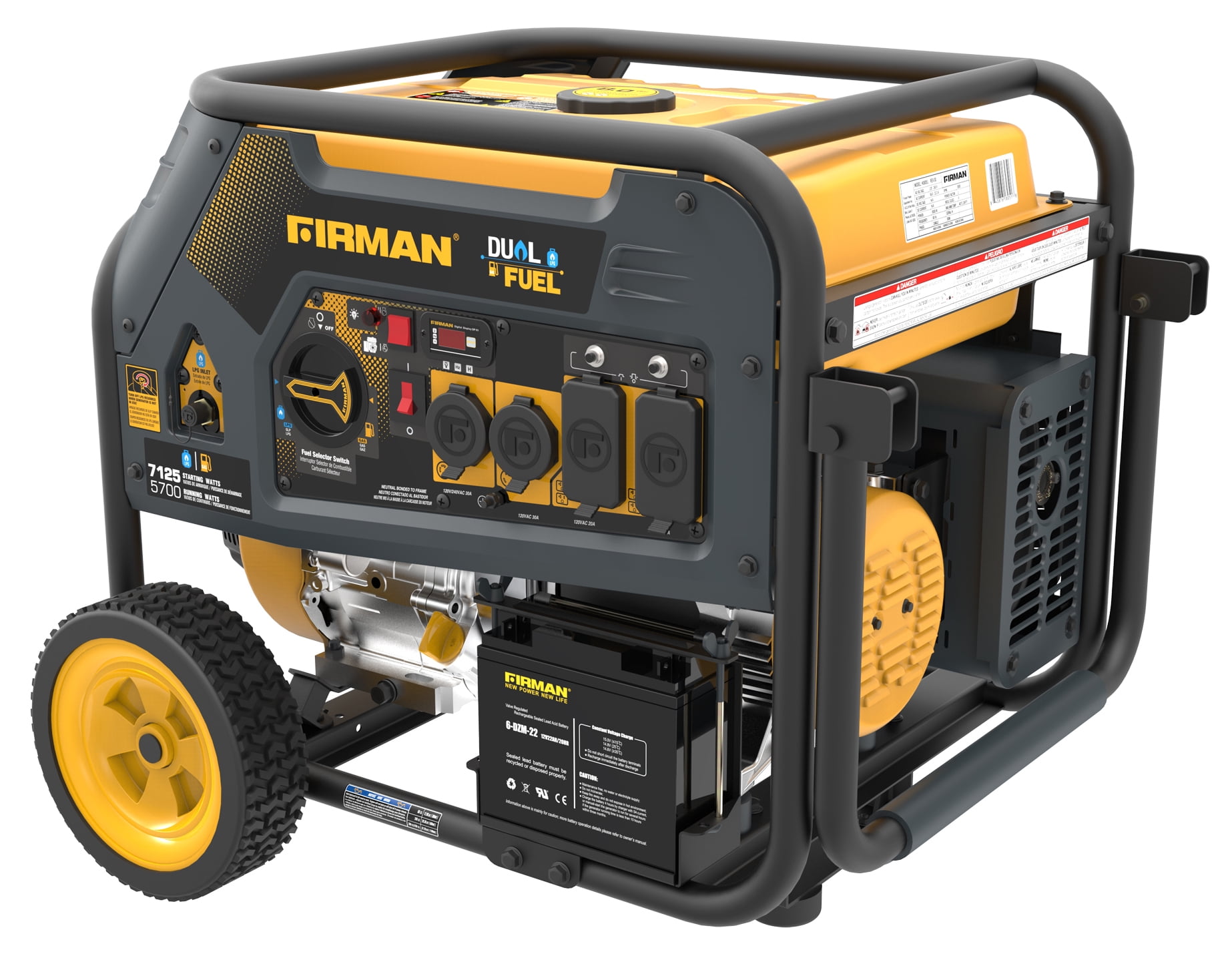 Firman H05753 7100/5700 Watt Dual Fuel Electric Start Generator, cETL