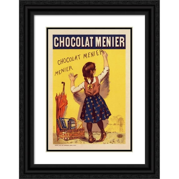 Firmin Bouisset 11x14 Black Ornate Wood Framed Double Matted Museum Art Print Titled: Menier Chocolate (1896)