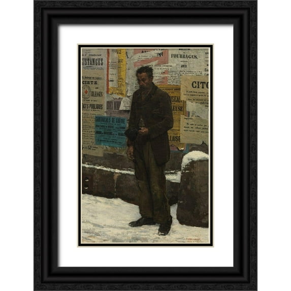 Firmin-Girard, Marie-Francois 17x24 Black Ornate Wood Framed with Double Matting Museum Art Print Titled - The Veteran