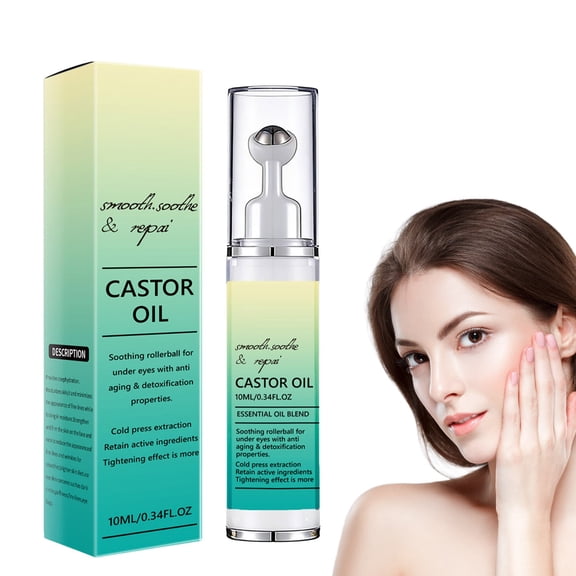 Firming Roll On Castor Oil for Eyes, Moisturizing & Hydrating Eye Treatment, Non-Greasy Essence Oil for Skin Around Eyes, 10ml, 1 Count