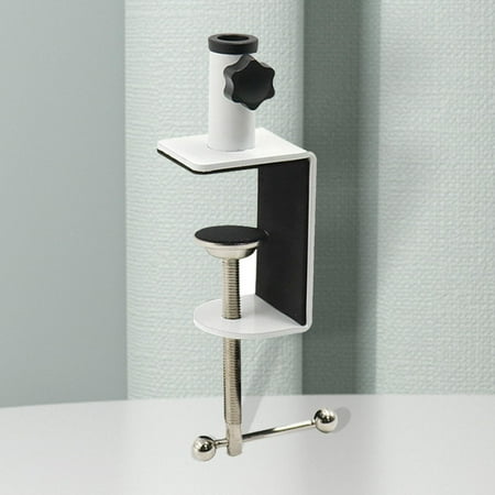 Firmly Table Mount Clamp, Fixed Clip Sturdy Protective Professional Durable with Adjustable Screw Arm Stand Holder for Microphone Cameras White