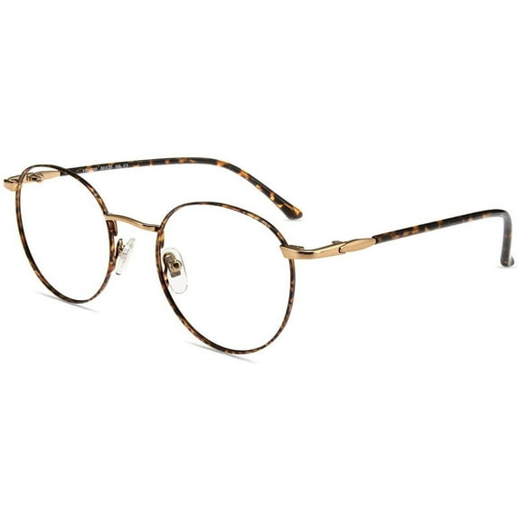 Firmoo Blue Light Blocking Reading Glasses 1.0, Anti UV Glare Filter Lens, Tortoise Shell Mental Retro Round Readers for Women/Men