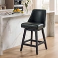 thumbnail image 1 of Firmoz 26" Swivel Bar Stools, PU Leather Upholstered Solid Wood Pub Chairs with Nailhead Trim, Black, 1 of 13
