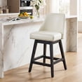 thumbnail image 1 of Firmoz 26" Swivel Bar Stools, PU Leather Upholstered Solid Wood Pub Chairs with Nailhead Trim, White, 1 of 13