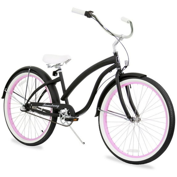 Firmstrong Bella Fashionista, 26", Women's, Three Speed, Matte Black/Pink