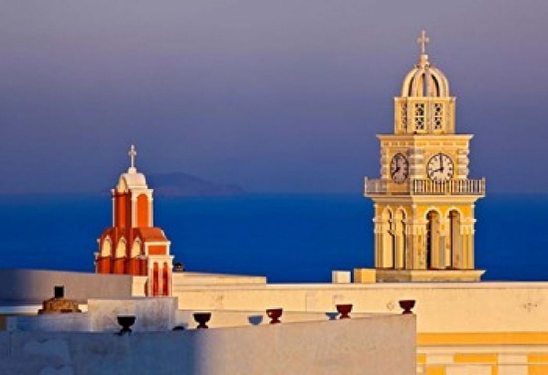 Firostefani Santorini Greece Canvas Art - Adam Jones DanitaDelimont (35 x 24)