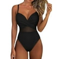 thumbnail image 1 of Firpearl Plus Size Underwire Swimsuits for Women Black Wrapped One Piece Bathing Suit Slimming Cutout Mesh Swimwear Monokini US18, 1 of 6