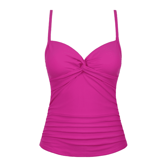 Firpearl Tankini Tops for Women Front Twist Bathing Suit Tops Ruched Tummy Control Swimsuit Tops