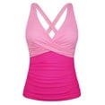 thumbnail image 1 of Firpearl Underwire Swim Top for Women Tummy Control Tankini Swimsuit Push Up Supportive Bathing Suits Top Hot Pink Gradient US14, 1 of 7