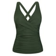 thumbnail image 1 of Firpearl Underwire Tankini Tops for Women Swimwear Supportive Swimsuits Top Criss Cross Bathing Suit Tops Deep Army Green US16, 1 of 7