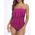 thumbnail image 1 of Firpearl Women's Bandeau One Piece Swimsuit Layered Ruffle Swimwear Flounce Bathing Suit, 1 of 6