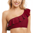 thumbnail image 1 of Firpearl Women's Bikini Tops One Shoulder Ruffle Bathing Suit Top, 1 of 4