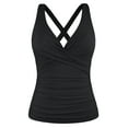 thumbnail image 1 of Firpearl Women's Black Underwire Tankini Top Swimwear Twist V Neck Swimsuits for Big Busted Tummy Control Swim Top Only US16, 1 of 7