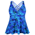 thumbnail image 1 of Firpearl Women's Tankini Swimsuits Cross Back Flowy Swim Tops Modest Swimwear, 1 of 4