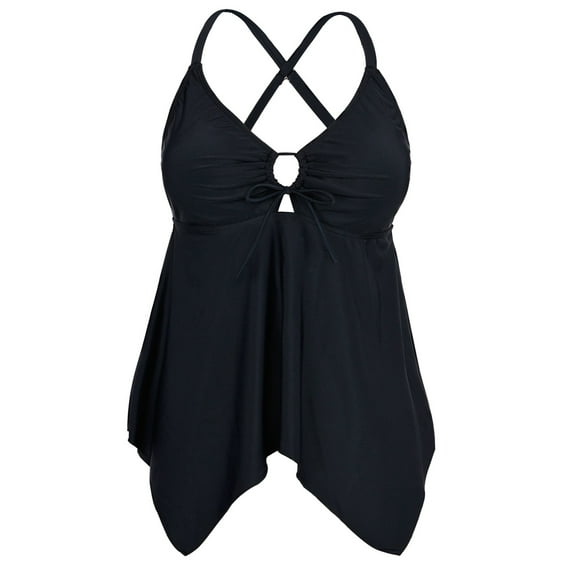 Firpearl Women's Tankini Swimsuits Modest Flowy Crossback Plus Size Bathing Suit Top