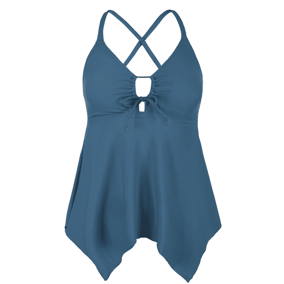 Firpearl Women's Tankini Swimsuits Modest Flowy Crossback Plus Size Bathing Suit Top