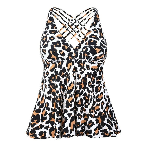 Firpearl Women's Tankini Swimsuits Tops Cross Back Flowy Swim Tops Modest Swimwear