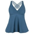 thumbnail image 1 of Firpearl Women's Tankini Swimsuits Tops Cross Back Flowy Swim Tops Modest Swimwear, 1 of 4