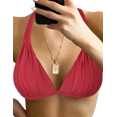 thumbnail image 1 of Firpearl Women's Triangle Bikini Tops Ruched Halter Bathing Suits Tops, 1 of 4
