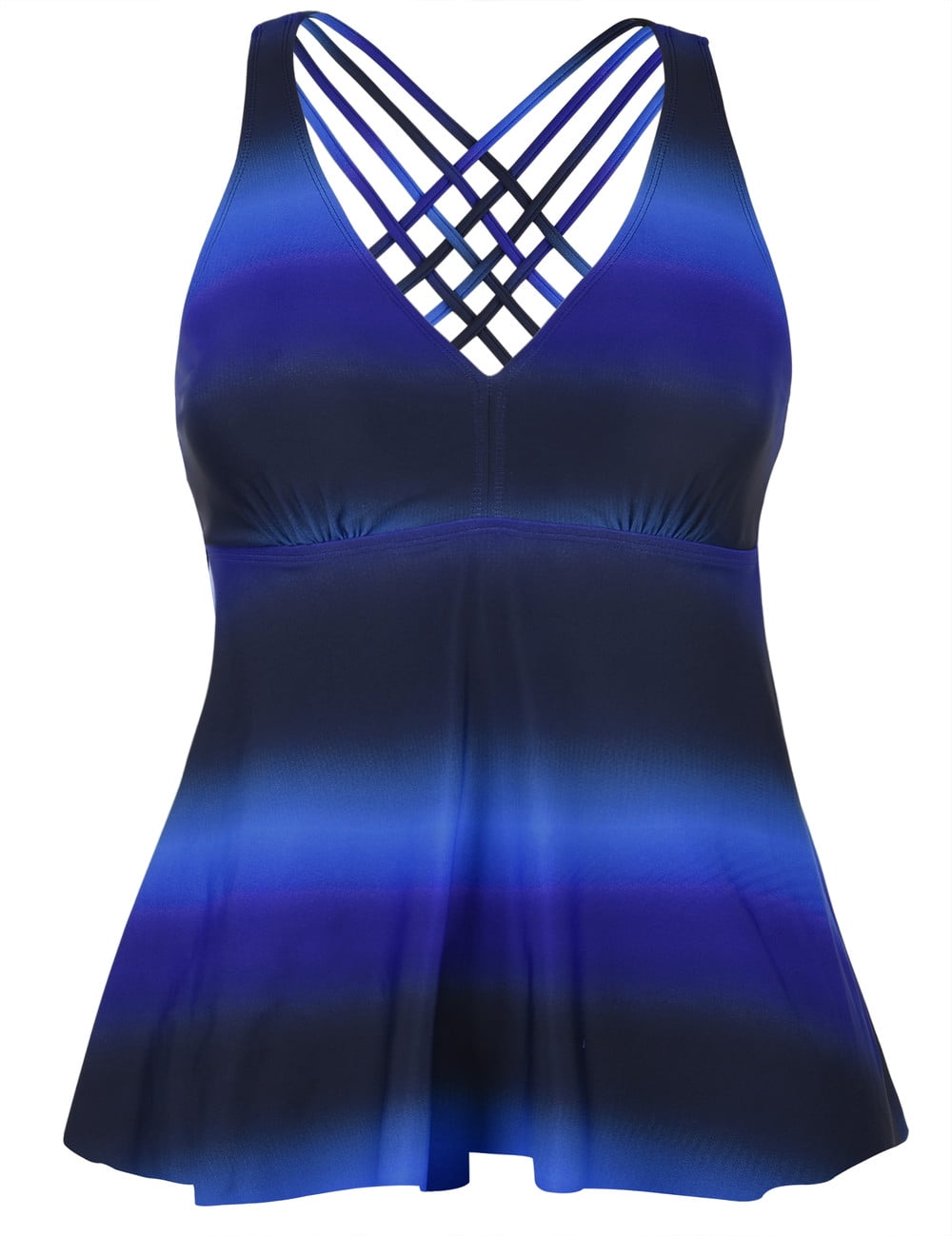 Firpearl Women's Tankini Swim Top - Modest Flowy Crossback Plus Size Bathing Suit - View #6