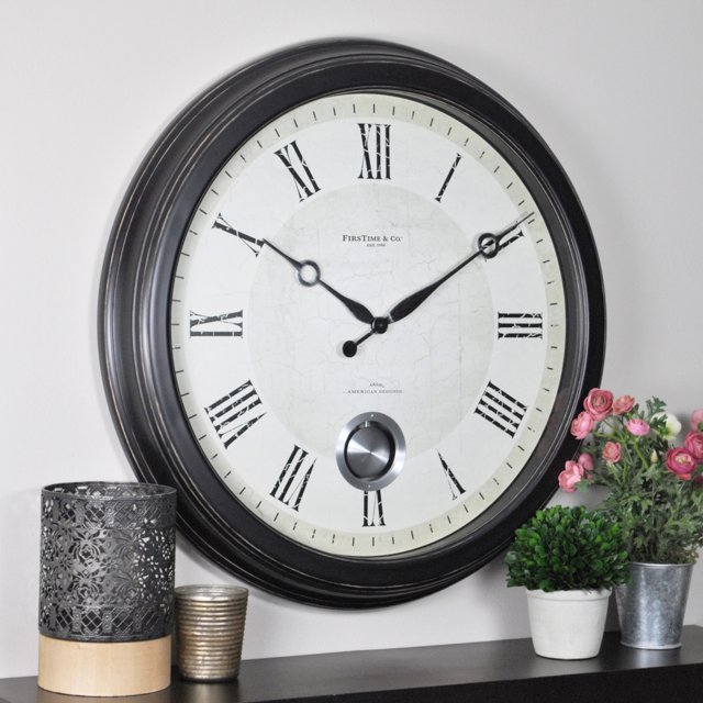 FirsTime & Co. Black Adair Pendulum Wall Clock, Traditional, Analog, 24